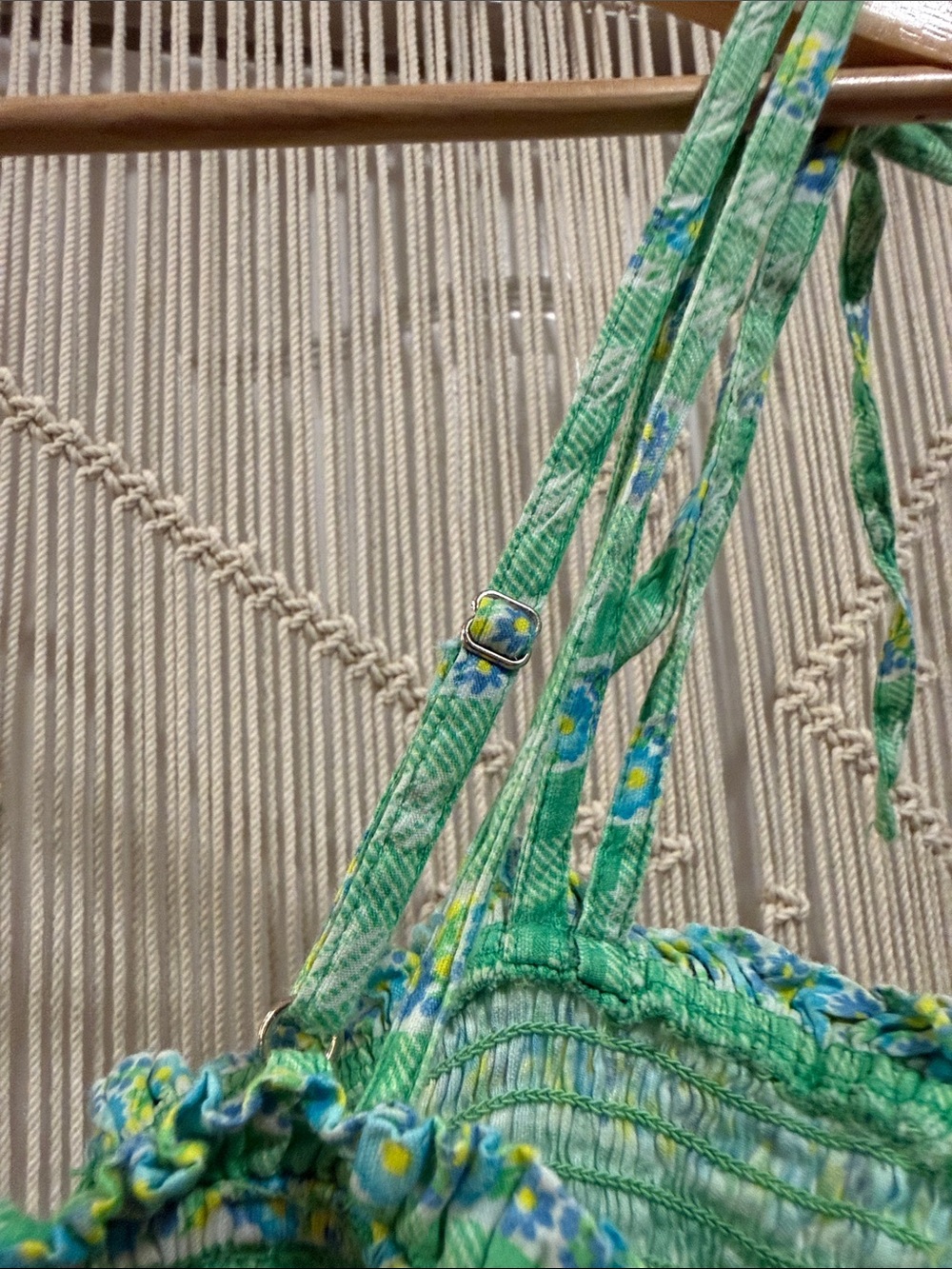 Damson Madder Green Tie-Front Smocked Maxi Dress - Picture 5 of 11